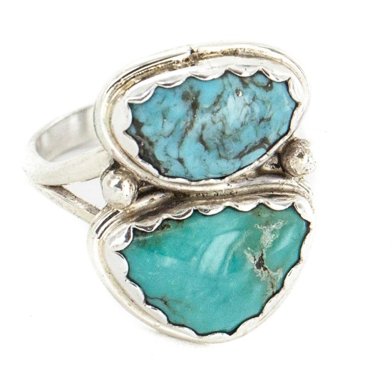 Navajo .925 Sterling Silver Handmade Certified Authentic Natural Turquoise Native American Ring 18187-9