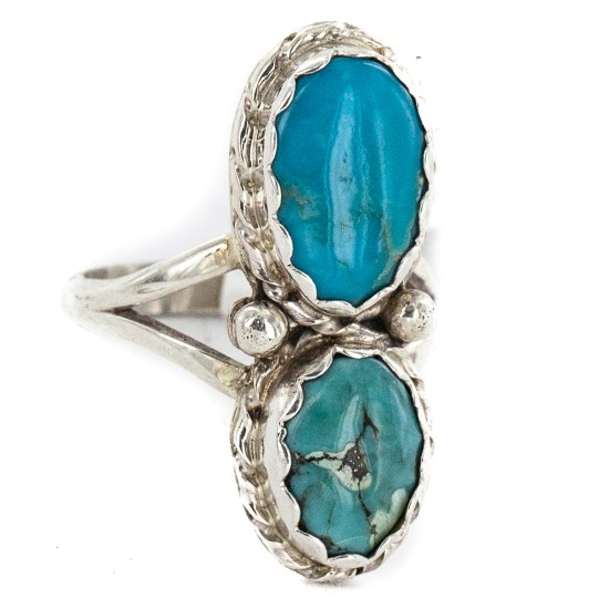 Navajo .925 Sterling Silver Handmade Certified Authentic Turquoise Native American Ring 18187-10