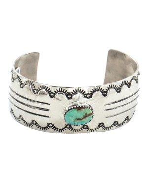 Nickel Navajo Handmade Certified Authentic Natural Turquoise Native American Bracelet 13069
