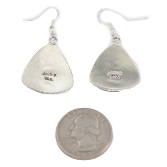Certified Authentic Handmade Navajo .925 Sterling Silver Natural Red Jasper Native American Dangle Earrings 97007-2