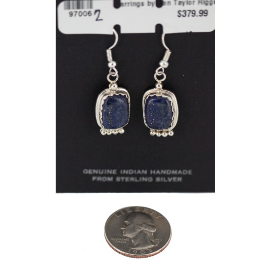 Certified Authentic Handmade Navajo .925 Sterling Silver Natural Lapis Native American Dangle Earrings 97006-2 Certified Authentic Handmade Navajo .925 Sterling Silver Natural Lapis Native American Dangle Earrings 97006-2