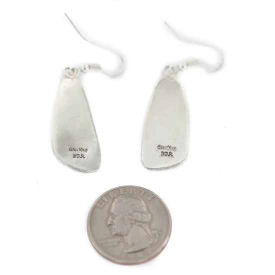 Handmade Navajo .925 Sterling Silver Natural Turquoise Native American Dangle Earrings 97008-2