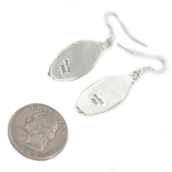 Certified Authentic Handmade Navajo .925 Sterling Silver Natural Mountain Turquoise Native American Dangle Earrings 97008-3