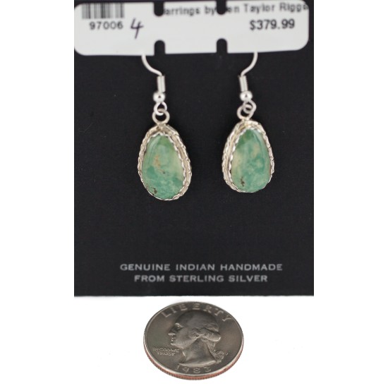 Certified Authentic Navajo Handmade .925 Sterling Silver Natural Turquoise Native American Dangle Earrings 97006-4