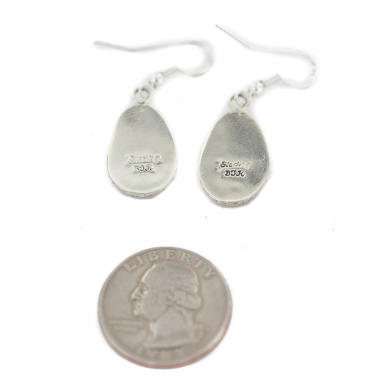 Certified Authentic Navajo Handmade .925 Sterling Silver Natural Turquoise Native American Dangle Earrings 97006-4