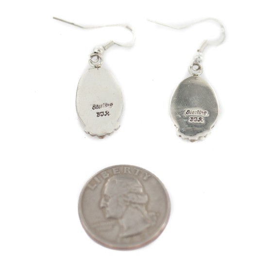Certified Authentic Handmade .925 Sterling Silver Navajo Natural Turquoise Native American Dangle Earrings  97006-3