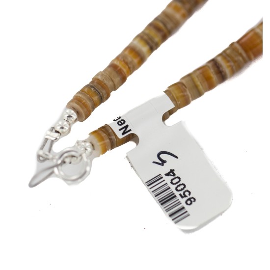 .925 Sterling Silver Certified Authentic Navajo Coral and Natural Graduated Heishi Native American Necklace 95004-5