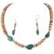 .925 Sterling Silver Hooks Certified Authentic Navajo Natural Turquoise and Graduated Spiny Oyster Native American Set 95006-1-97009-1