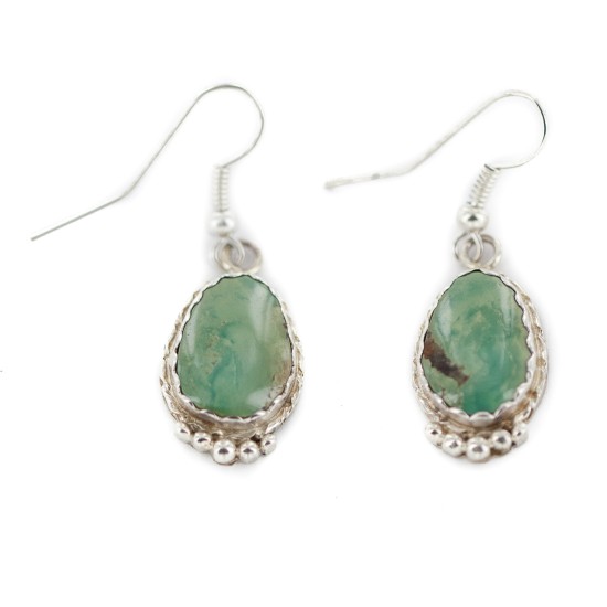 Certified Authentic Handmade .925 Sterling Silver Navajo Natural Turquoise Native American Dangle Earrings  97006-3