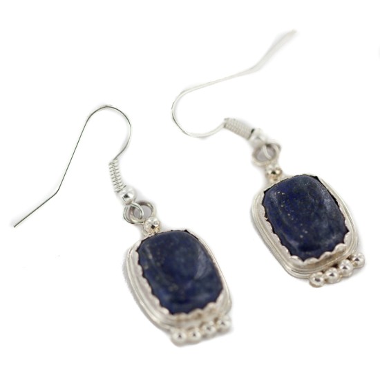 Certified Authentic Handmade Navajo .925 Sterling Silver Natural Lapis Native American Dangle Earrings 97006-2 Certified Authentic Handmade Navajo .925 Sterling Silver Natural Lapis Native American Dangle Earrings 97006-2