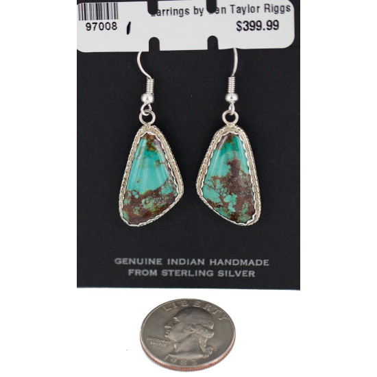 Certified Authentic Handmade Navajo .925 Sterling Silver Natural Mountain Turquoise Dangle Native American Earrings 97008-1 Certified Authentic Handmade Navajo .925 Sterling Silver Natural Mountain Turquoise Dangle Native American Earrings 97008-1