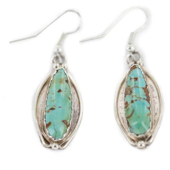 Certified Authentic Handmade Navajo .925 Sterling Silver Natural Mountain Turquoise Native American Dangle Earrings 97008-3