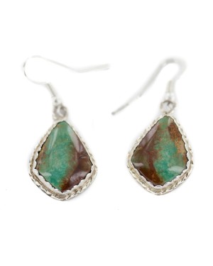 Certified Authentic Handmade Navajo .925 Sterling Silver Natural Turquoise Native American Dangle Earrings 97006-1