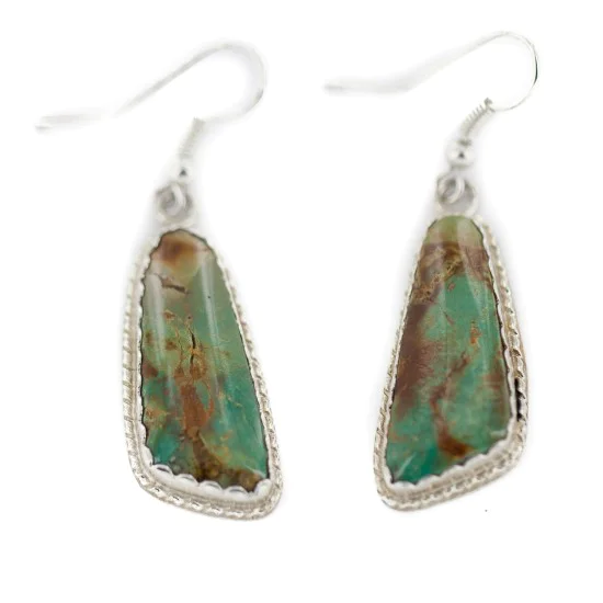 Handmade Navajo .925 Sterling Silver Natural Turquoise Native American Dangle Earrings 97008-2