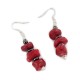 Certified Authentic Navajo .925 Sterling Silver Hooks Natural Hematite Coral Native American Dangle Earrings 97003