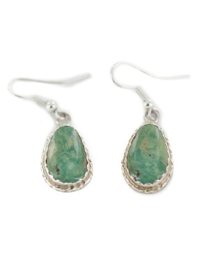 Certified Authentic Navajo Handmade .925 Sterling Silver Natural Turquoise Native American Dangle Earrings 97006-4