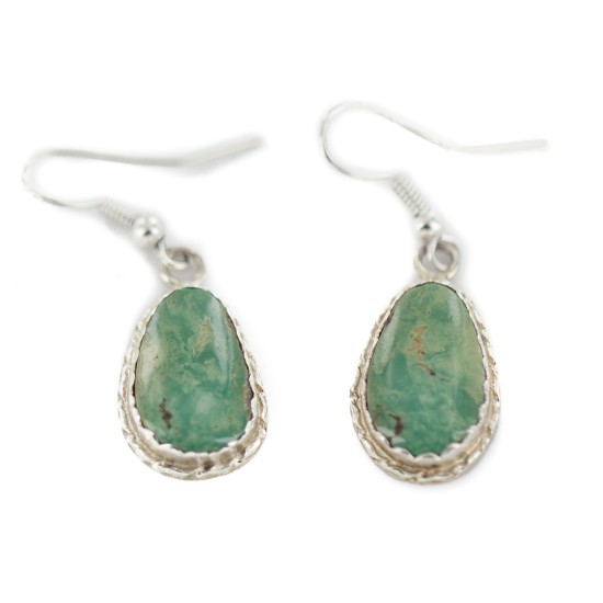 Certified Authentic Navajo Handmade .925 Sterling Silver Natural Turquoise Native American Dangle Earrings 97006-4