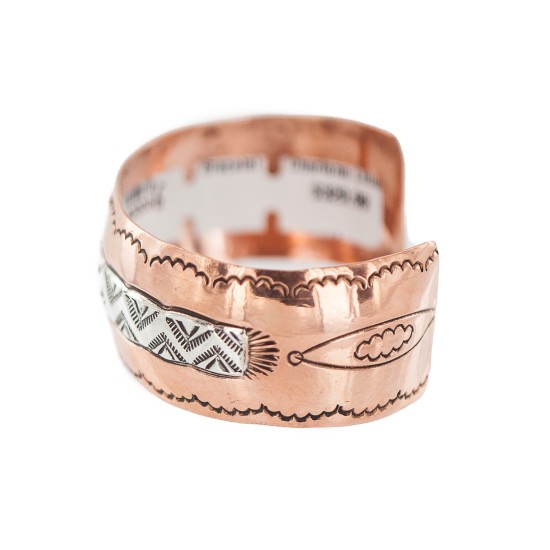 Mountain Navajo .925 Sterling Silver Certified Authentic Handmade Native American Pure Copper Bracelet 92006-6