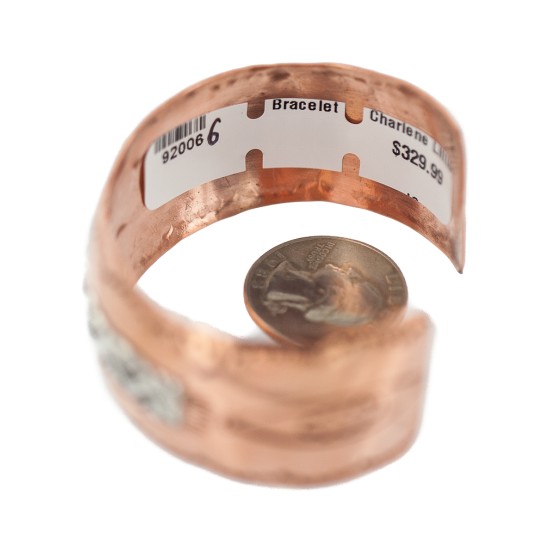 Mountain Navajo .925 Sterling Silver Certified Authentic Handmade Native American Pure Copper Bracelet 92006-6