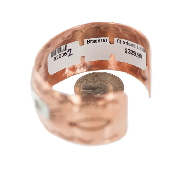 Wide Navajo .925 Sterling Silver Handmade Native American Pure Copper Bracelet 92006-2