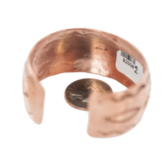 Wide Navajo .925 Sterling Silver Handmade Native American Pure Copper Bracelet 92006-2