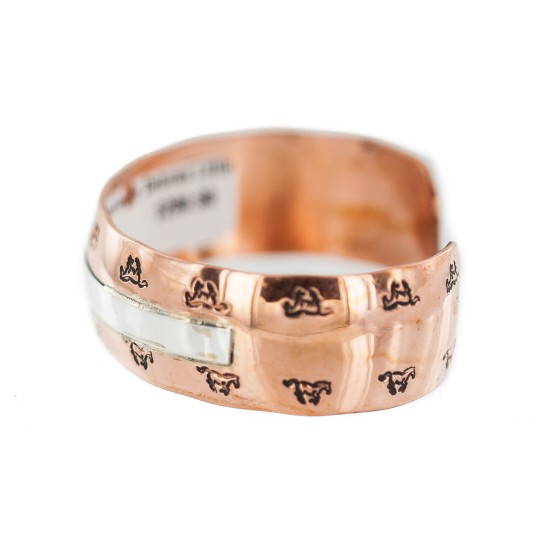 Certified Authentic Navajo Horse .925 Sterling Silver Handmade Native American Pure Copper Bracelet 92005-12
