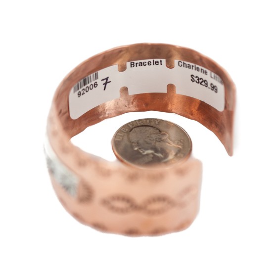 Wide Sun Horse Certified Authentic Navajo .925 Sterling Silver Handmade Native American Pure Copper Bracelet 92006-7