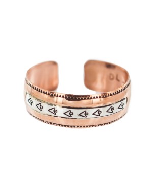 Arrow Head Navajo .925 Sterling Silver Certified Authentic Handmade Native American Pure Copper Bracelet 92005-15