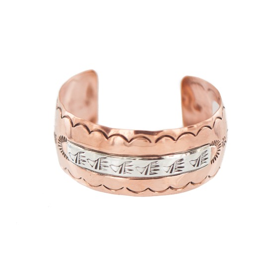 Bear Paw Navajo .925 Sterling Silver Certified Authentic Handmade Native American Pure Copper Bracelet 92006-4