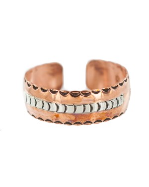 Certified Authentic Horse Navajo Handmade .925 Sterling Silver Native American Pure Copper Bracelet 92005-3