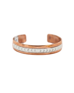 Certified Authentic Navajo .925 Sterling Silver Handmade Bear paw Native American Pure Copper Bracelet 92014-4