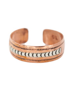 Certified Authentic Navajo .925 Sterling Silver Handmade Horse Native American Pure Copper Bracelet 92005-10
