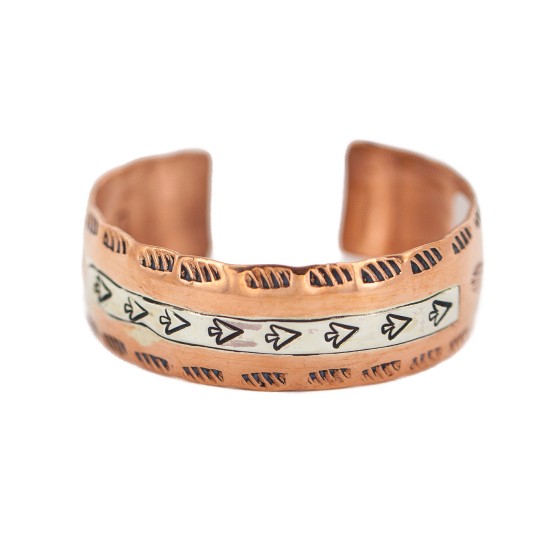Certified Authentic Navajo Feather Arrow head .925 Sterling Silver Handmade Native American Pure Copper Bracelet 92012
