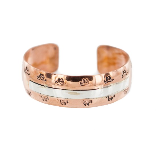 Certified Authentic Navajo Horse .925 Sterling Silver Handmade Native American Pure Copper Bracelet 92005-12