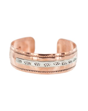 Horse Navajo .925 Sterling Silver Certified Authentic Handmade Native American Pure Copper Bracelet 92005-5