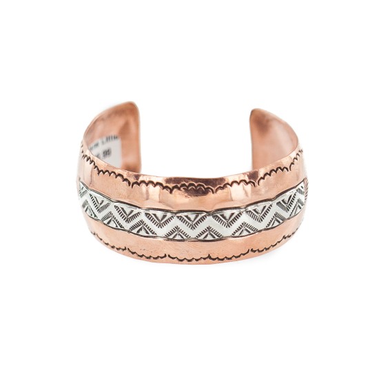 Mountain Navajo .925 Sterling Silver Certified Authentic Handmade Native American Pure Copper Bracelet 92006-6