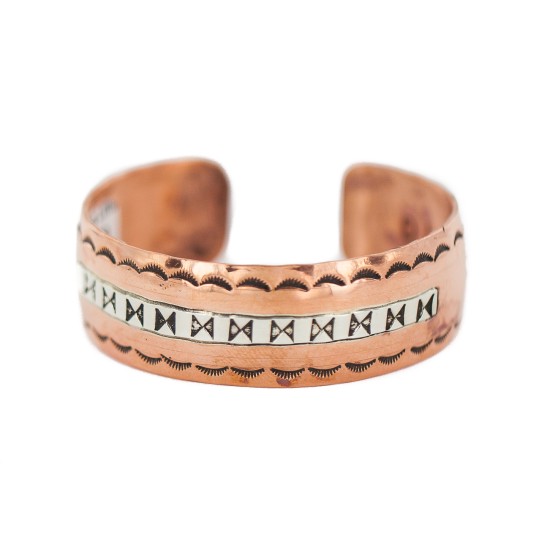 Papillon Certified Authentic Navajo .925 Sterling Silver Handmade Native American Pure Copper Bracelet 92005-13
