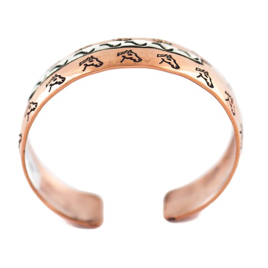 Certified Authentic Horse Head .925 Sterling Silver Handmade Navajo Native American Pure Copper Bracelet  92018-7