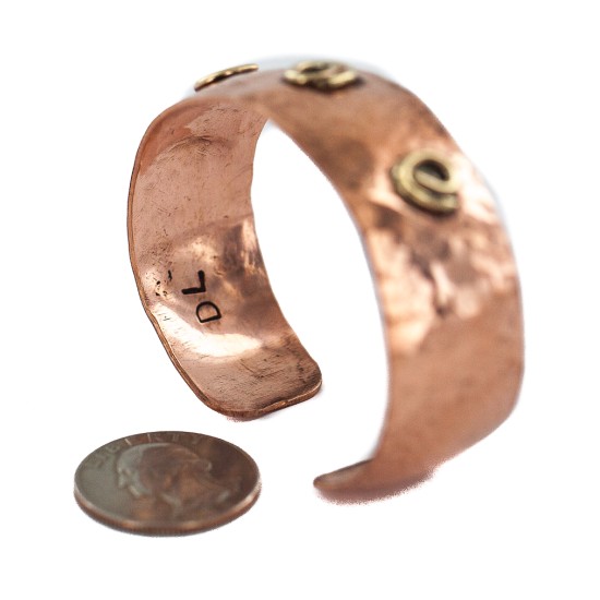 Certified Authentic Hammered Handmade Navajo Brass Native American Pure Copper Bracelet  92007-2