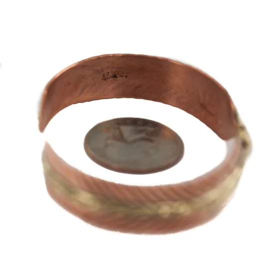 Handmade Navajo Brass Native American Pure Copper Bracelet 92023-5