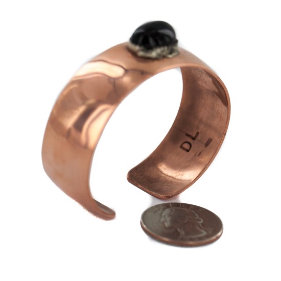 Certified Authentic Handmade Navajo Natural Black Onyx Native American Pure Copper Bracelet 92022 Certified Authentic Handmade Navajo Natural Black Onyx Native American Pure Copper Bracelet 92022