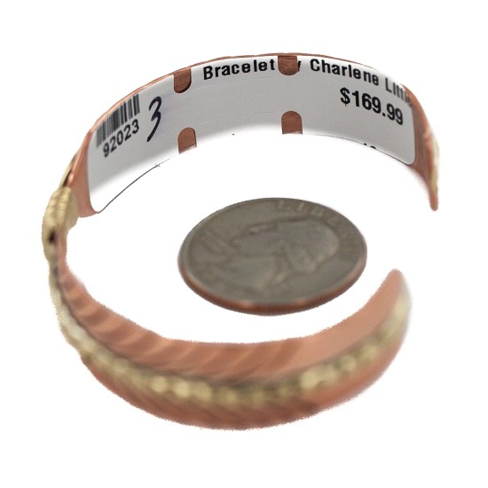 Handmade Navajo Brass Certified Authentic Native American Pure Copper Bracelet  92023-3