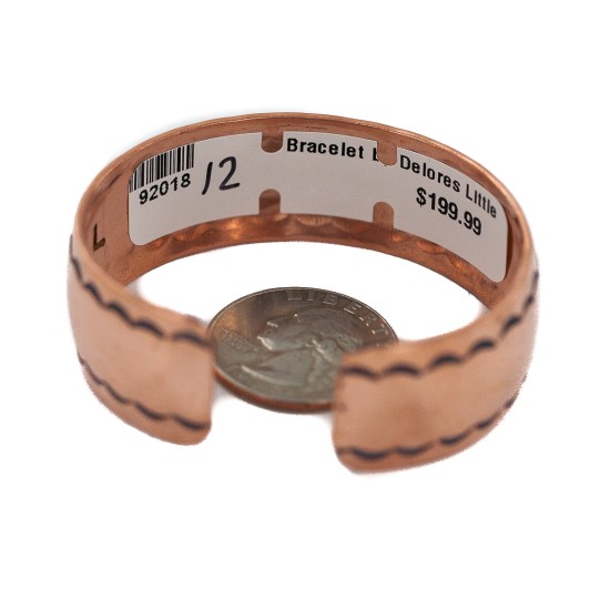 Navajo Handmade Certified Authentic Maze .925 Sterling Silver Native American Pure Copper Bracelet  92018-12