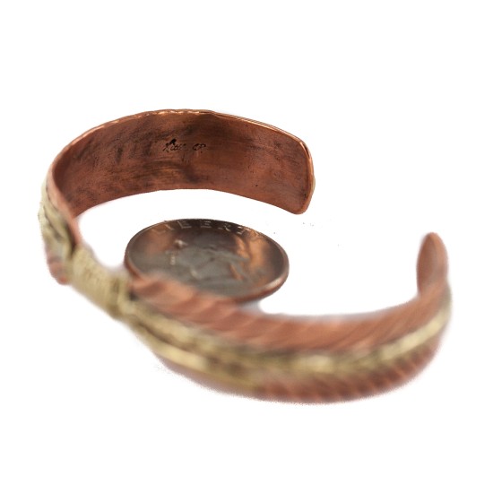Handmade Brass Navajo Certified Authentic Native American Pure Copper Bracelet  92023-2
