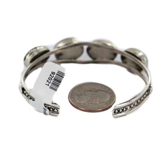 Handmade Certified Authentic Navajo .925 Sterling Silver Natural Jade Native American Bracelet  92021