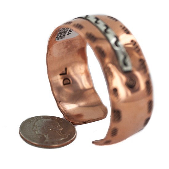 Maze Navajo Handmade Certified Authentic .925 Sterling Silver Native American Pure Copper Bracelet  92018-9