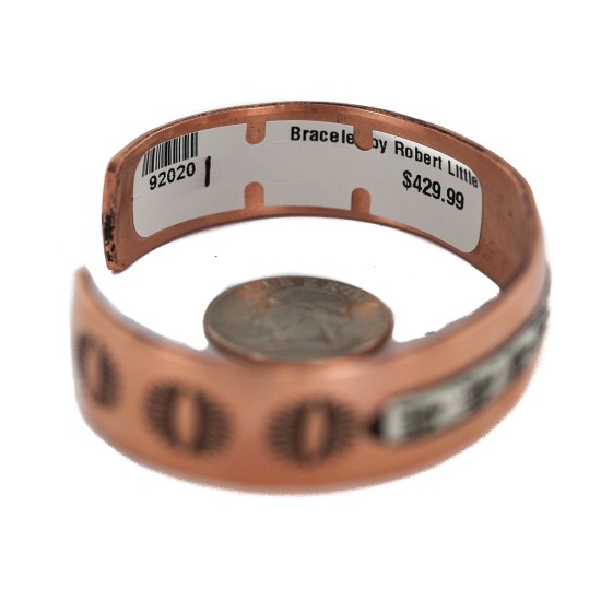 Handmade Certified Authentic Bear paw Navajo .925 Sterling Silver and Pure Copper Native American Bracelet 92020-1