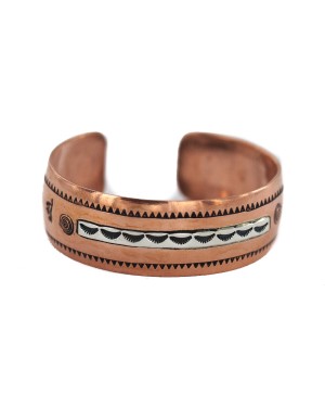Certified Authentic Handmade Maze Horse Navajo .925 Sterling Silver Native American Pure Copper Bracelet  92018-15