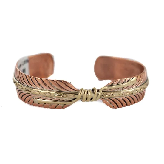 Handmade Navajo Brass Native American Pure Copper Bracelet 92023-5