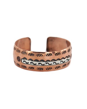 Certified Authentic Maze Handmade Navajo .925 Sterling Silver Native American Pure Copper Bracelet  92018-14